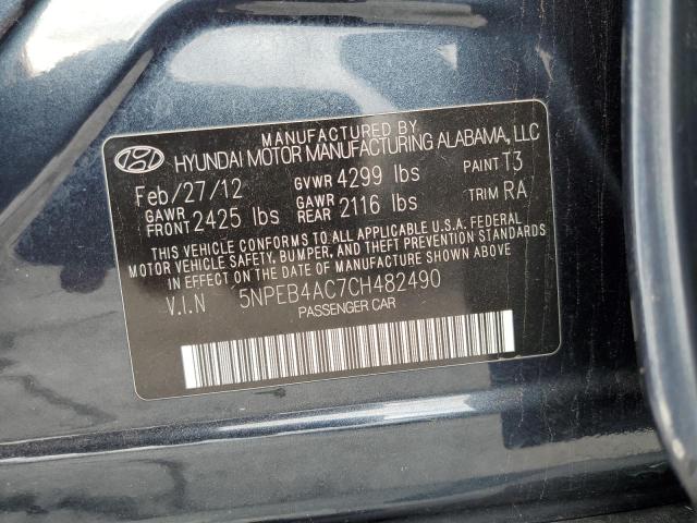 5NPEB4AC7CH482490 - 2012 HYUNDAI SONATA GLS BLACK photo 12