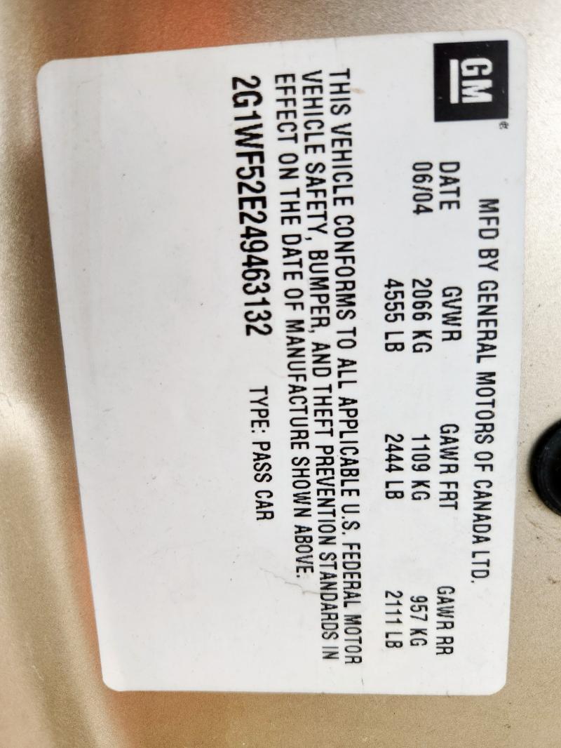 2G1WF52E249463132 - 2004 CHEVROLET IMPALA TAN photo 13