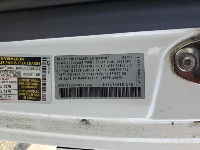 WVWFV71K89W125648 - 2009 VOLKSWAGEN GTI WHITE photo 12