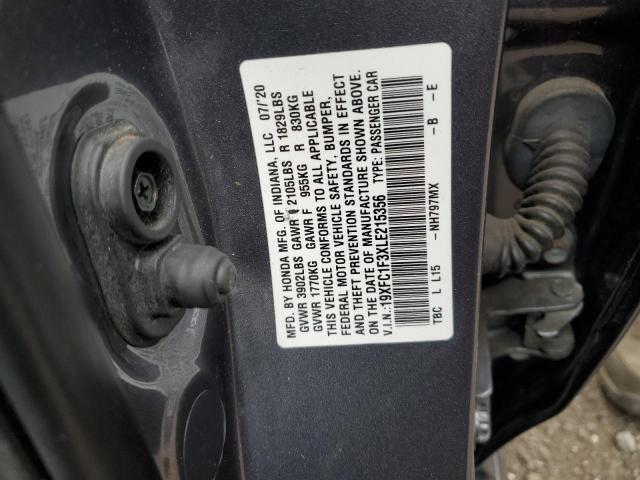 19XFC1F3XLE215356 - 2020 HONDA CIVIC EX GRAY photo 12