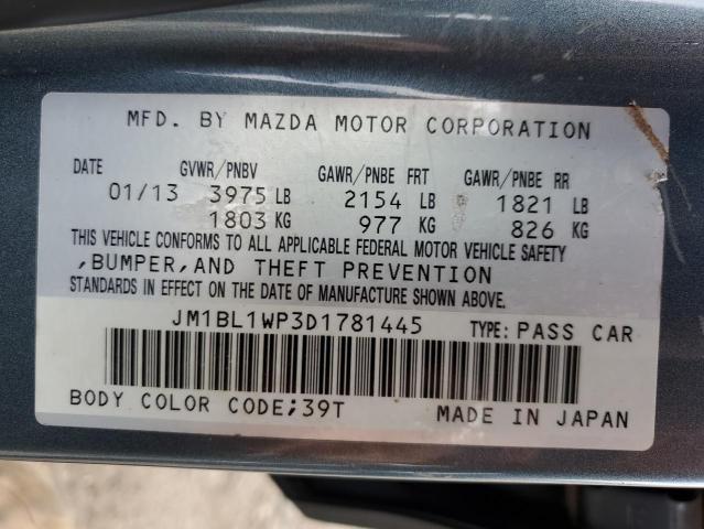 JM1BL1WP3D1781445 - 2013 MAZDA 3 I TEAL photo 13