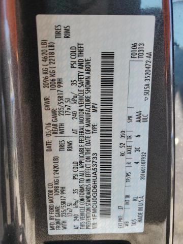 1FMCU0GD6HUA53733 - 2017 FORD ESCAPE SE 灰色 照片 13