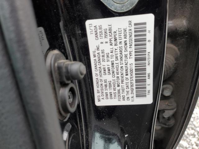 2HGFB2F57EH500115 - 2014 HONDA CIVIC LX BLACK photo 12