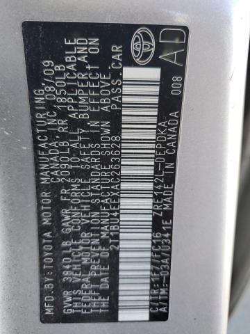 2T1BU4EEXAC263628 - 2010 TOYOTA COROLLA BASE Boz foto 12