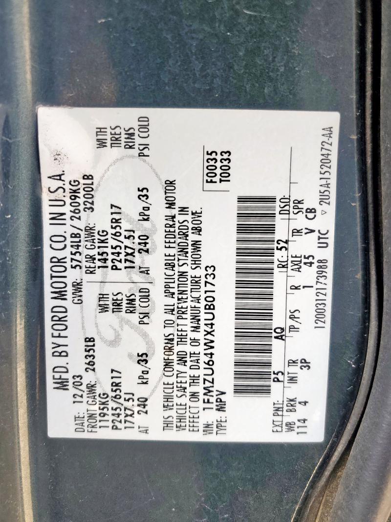 1FMZU64WX4UB01733 - 2004 FORD EXPLORER EDDIE BAUER GREEN photo 13