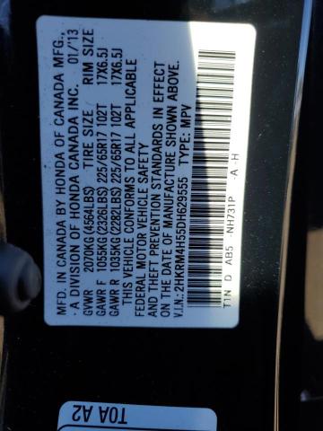 2HKRM4H55DH629555 - 2013 HONDA CR-V EX BLACK photo 14