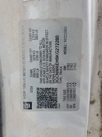 3GCNWAEH9KG272280 - 2019 CHEVROLET SILVERADO C1500 SILVER photo 12