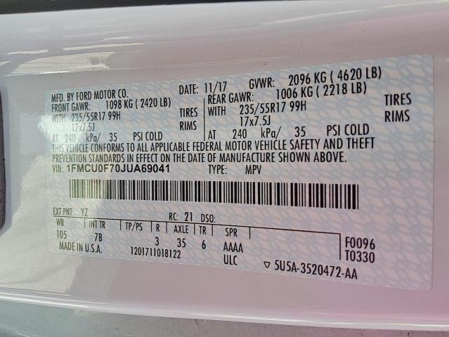 1FMCU0F70JUA69041 - 2018 FORD ESCAPE S Ağ foto 13