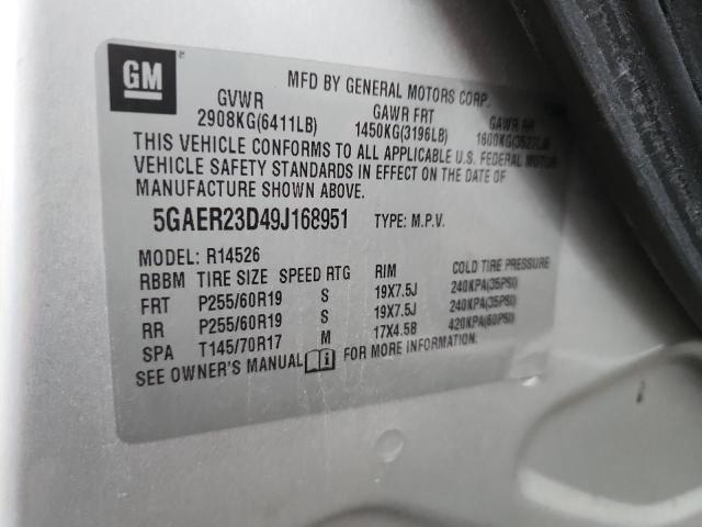 5GAER23D49J168951 - 2009 BUICK ENCLAVE CXL SILVER photo 12