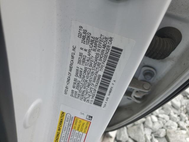1HGCV3F17KA009499 - 2019 HONDA ACCORD HYBRID თეთრი ფოტო 12
