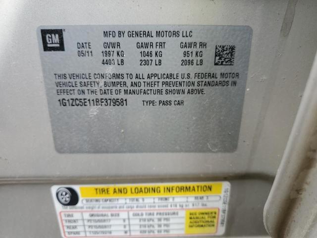 1G1ZC5E11BF379581 - 2011 CHEVROLET MALIBU 1LT Бежевый фото 12