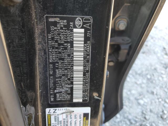 2T1KR32E76C578104 - 2006 TOYOTA COROLLA MA XR BLACK photo 12