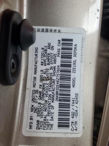 1NXBR32E46Z757604 - 2006 TOYOTA COROLLA CE ბეჟი ფოტო 12