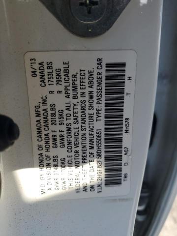 2HGFB2F58DH550651 - 2013 HONDA CIVIC LX WHITE photo 12