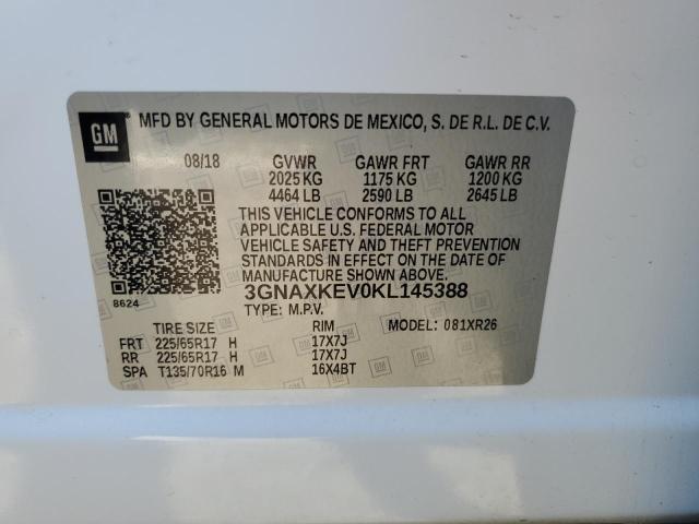 3GNAXKEV0KL145388 - 2019 CHEVROLET EQUINOX LT WHITE photo 13