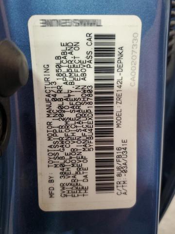 5YFBU4EEXDP187803 - 2013 TOYOTA COROLLA BASE Синій фото 12