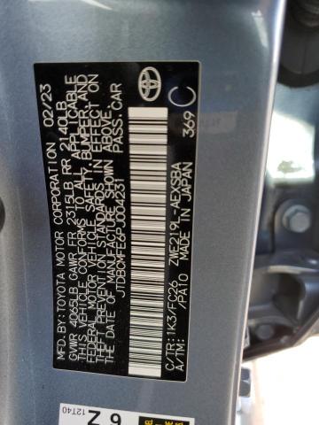 JTDBCMFE6PJ004231 - 2023 TOYOTA COROLLA LE ნაცრისფერი ფოტო 12