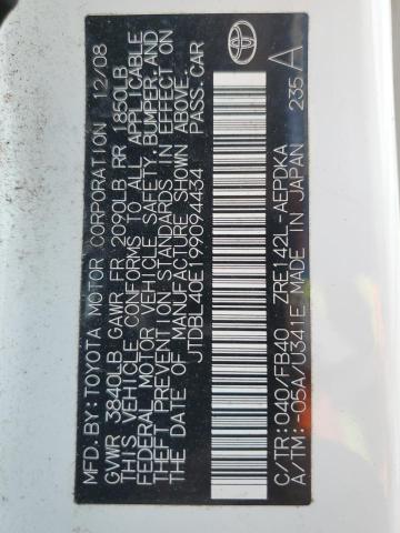 JTDBL40E199094434 - 2009 TOYOTA COROLLA BASE 白色 照片 12