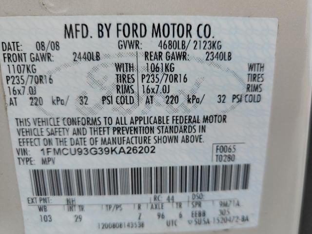 1FMCU93G39KA26202 - 2009 FORD ESCAPE XLT أسمر صورة 12