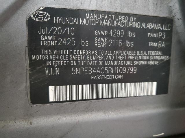 5NPEB4AC5BH109799 - 2011 HYUNDAI SONATA GLS CHARCOAL photo 12