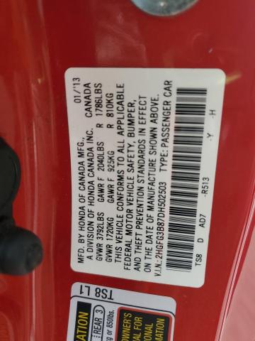2HGFG3B87DH502503 - 2013 HONDA CIVIC EX Qırmızı foto 12