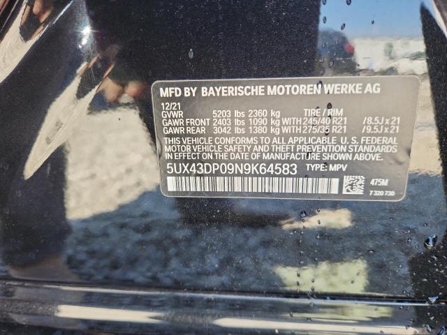 5UX43DP09N9K64583 - 2022 BMW X3 SDRIVE30I BLACK photo 13