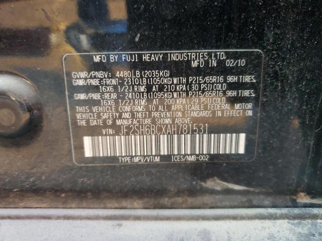 JF2SH6BCXAH781531 - 2010 SUBARU FORESTER XS Qara foto 12