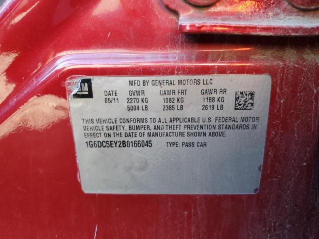 1G6DC5EY2B0166045 - 2011 CADILLAC CTS RED photo 12