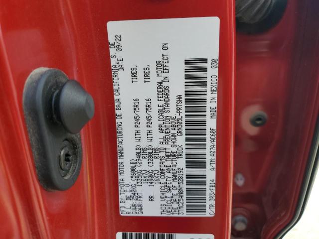 3TMCZ5AN8NM528190 - 2022 TOYOTA TACOMA DOUBLE CAB 红色 照片 12