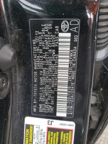 2T1BU4EE8DC970540 - 2013 TOYOTA COROLLA BASE BLACK photo 12