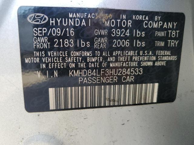 KMHD84LF3HU284533 - 2017 HYUNDAI ELANTRA SE SILVER photo 13