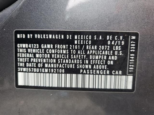 3VWE57BU1KM192106 - 2019 VOLKSWAGEN JETTA SEL 灰色 照片 12