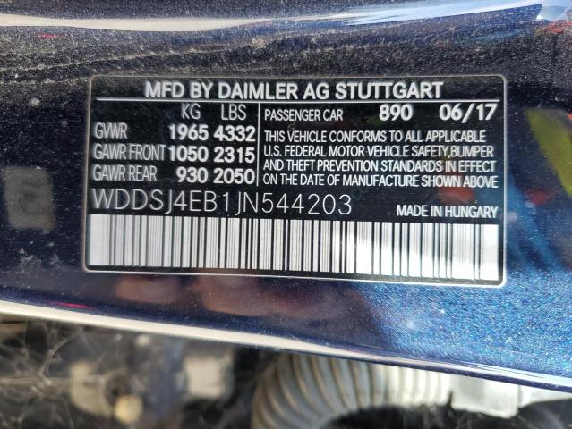 WDDSJ4EB1JN544203 - 2018 MERCEDES-BENZ CLA 250 BLUE photo 12