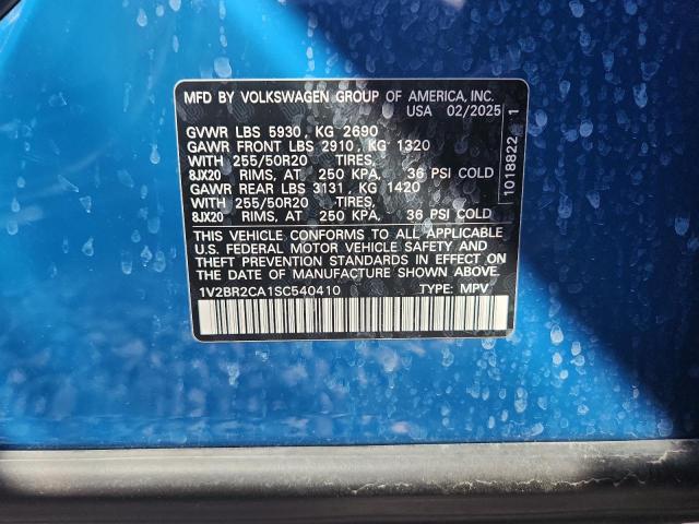 1V2BR2CA1SC540410 - 2025 VOLKSWAGEN ATLAS SEL BLUE photo 13