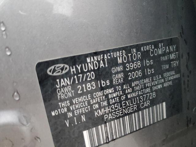 KMHH35LEXLU137728 - 2020 HYUNDAI ELANTRA GT GRAY photo 12