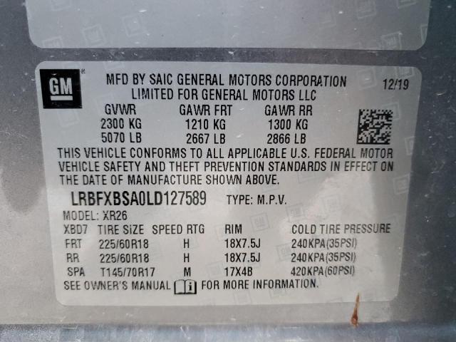 LRBFXBSA0LD127589 - 2020 BUICK ENVISION PREFERRED Grafit foto 13