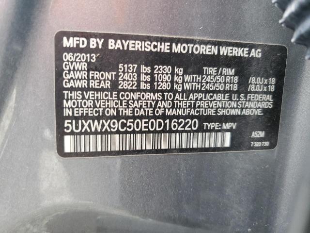 5UXWX9C50E0D16220 - 2014 BMW X3 XDRIVE28I GRAY photo 13