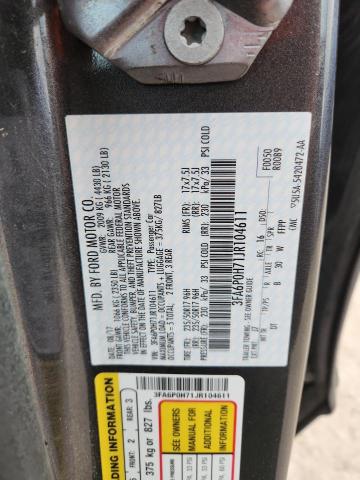 3FA6P0H71JR104611 - 2018 FORD FUSION SE 灰色 照片 12