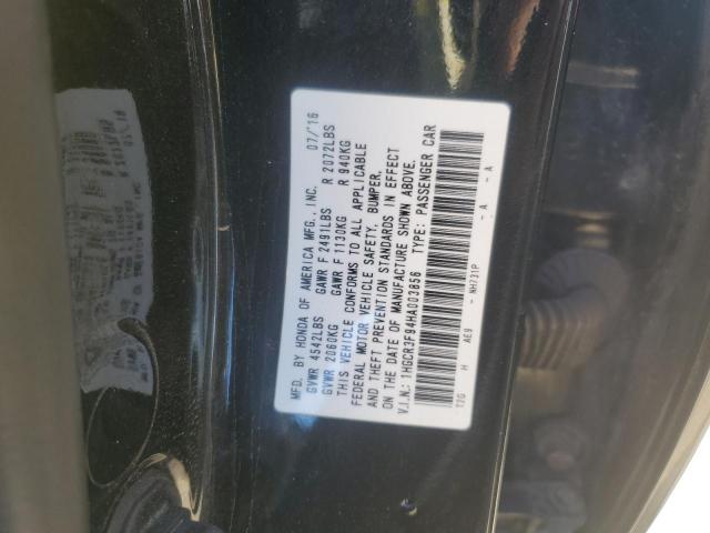 1HGCR3F94HA003856 - 2017 HONDA ACCORD TOURING 黑色 照片 12