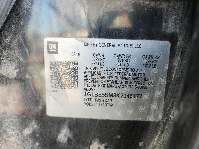 1G1BE5SM3K7145477 - 2019 CHEVROLET CRUZE LT 黑色 照片 12