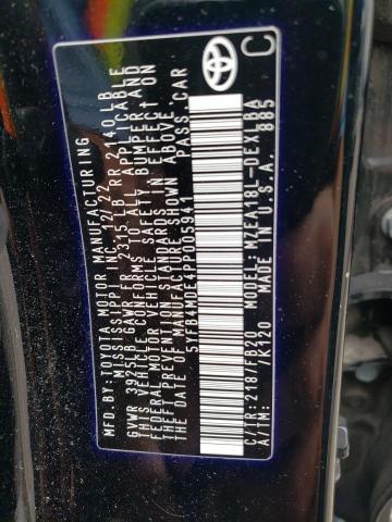 5YFB4MDE4PP005941 - 2023 TOYOTA COROLLA LE BLACK photo 12