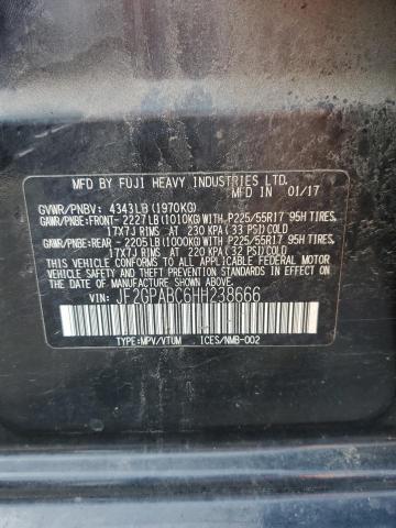 JF2GPABC6HH238666 - 2017 SUBARU CROSSTREK PREMIUM შავი ფოტო 13