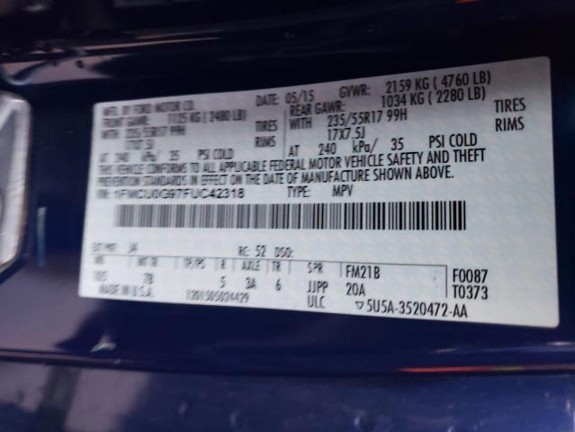 1FMCU0G97FUC42318 - 2015 FORD ESCAPE SE BLUE photo 12