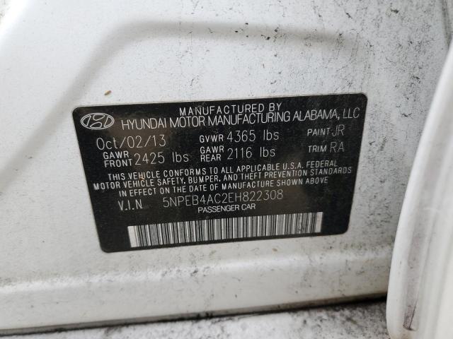 5NPEB4AC2EH822308 - 2014 HYUNDAI SONATA GLS WHITE photo 12