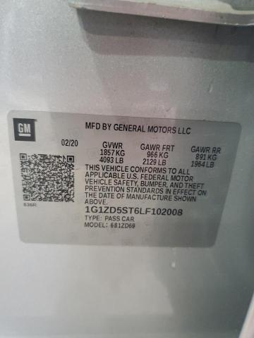 1G1ZD5ST6LF102008 - 2020 CHEVROLET MALIBU LT SILVER photo 12