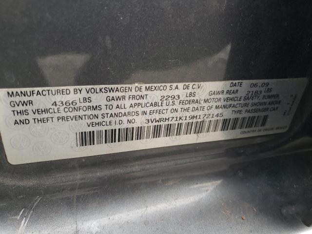 3VWRM71K19M172145 - 2009 VOLKSWAGEN JETTA SE GRAY photo 12