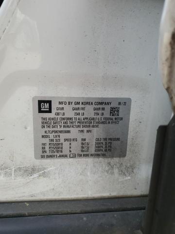 KL7CJPSM2NB556886 - 2022 CHEVROLET TRAX 1LT თეთრი ფოტო 12