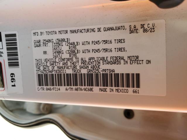 3TYAZ5CN4PT038311 - 2023 TOYOTA TACOMA DOUBLE CAB WHITE photo 12