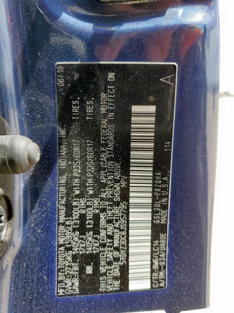 5TDYZ3DC8JS957795 - 2018 TOYOTA SIENNA XLE BLUE photo 13