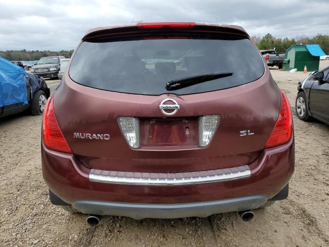 JN8AZ08T17W531440 - 2007 NISSAN MURANO SL BURGUNDY photo 6